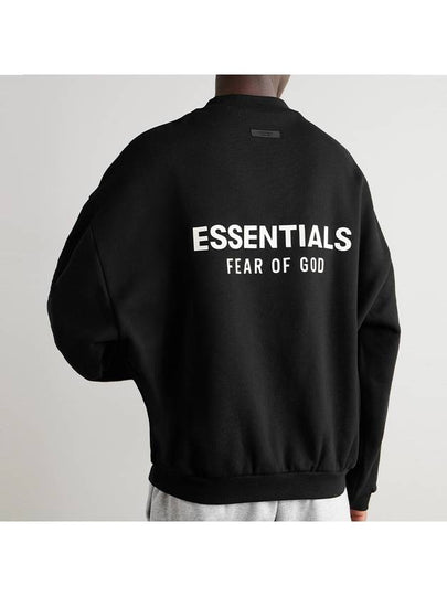 Essentials Logo Print Crew Neck Sweatshirt Black - FEAR OF GOD ESSENTIALS - BALAAN 2