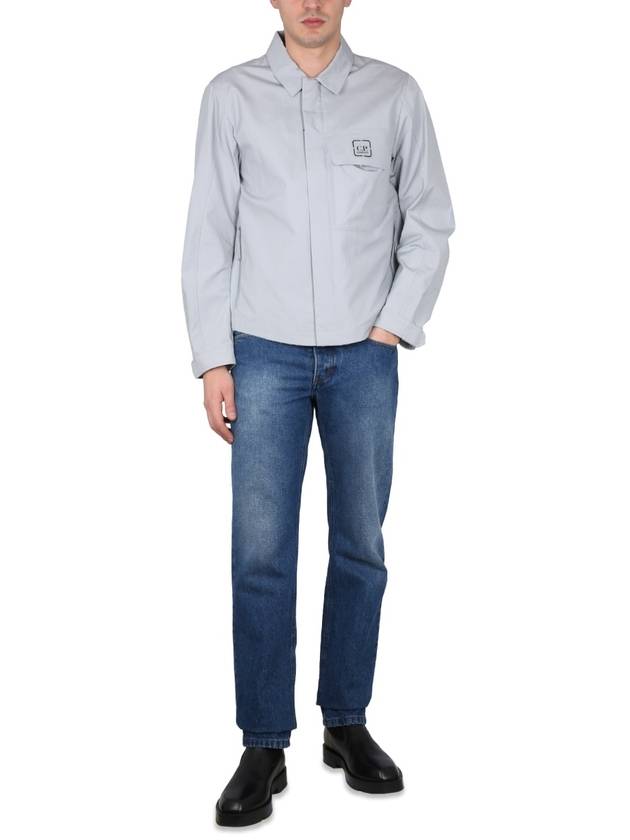 Metropolis Logo Patch Shirt Zip Up Jacket Grey - CP COMPANY - BALAAN 3