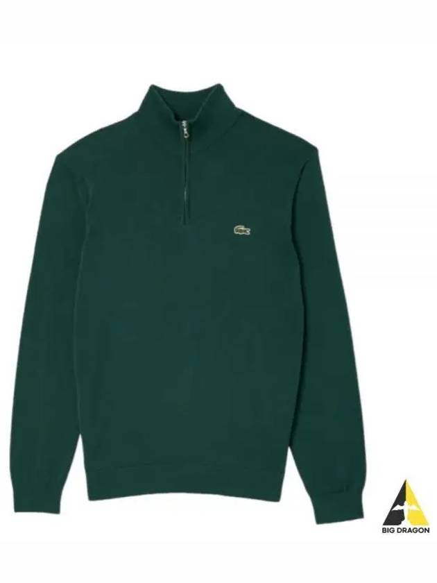 Classic Fit Half Zip Up Knit Top Green - LACOSTE - BALAAN 2