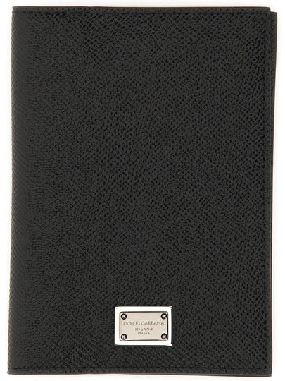 Logo Tag Calfskin Passport Wallet Black - DOLCE&GABBANA - BALAAN 2