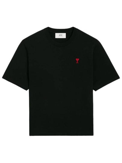 Small Heart Logo Boxy Fit Short Sleeve T-Shirt Black - AMI - BALAAN 2