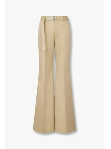 Women s Belted Gabardine Bootcut Pants Beige - SACAI - BALAAN 1