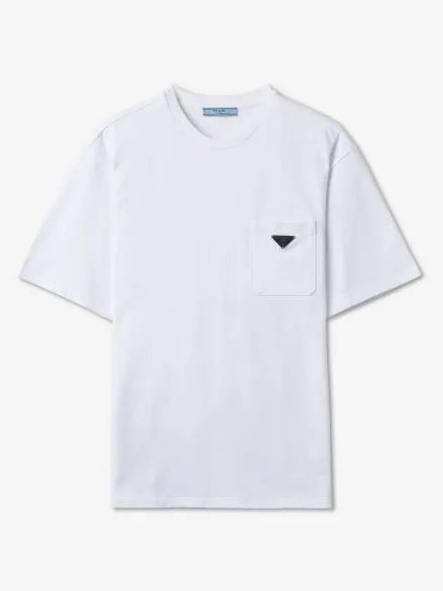 Triangle Logo Jersey Short Sleeve T-Shirt White - PRADA - BALAAN 2