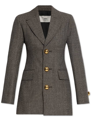 Ami Alexandre Mattiussi Blazer With Pockets, Women's, Grey - AMI - BALAAN 1