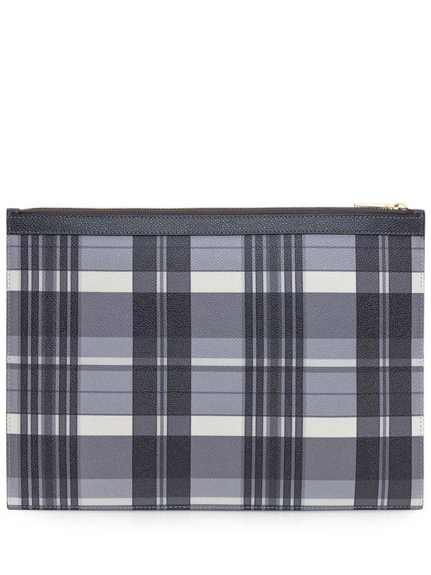 Madras 4 Bar Stripe Clutch Bag Grey - THOM BROWNE - BALAAN 4