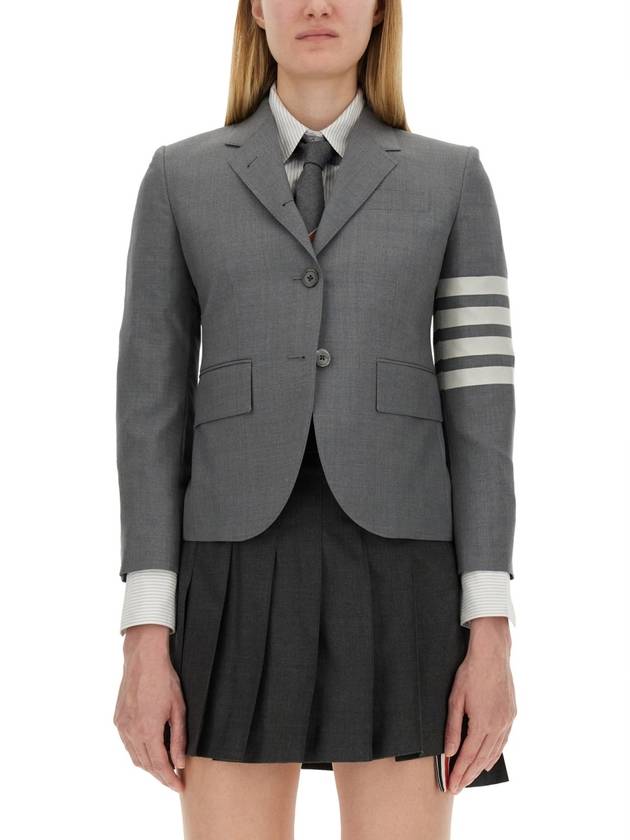 Plain Weave Suiting Classic 4 Bar Jacket Medium Grey - THOM BROWNE - BALAAN 2