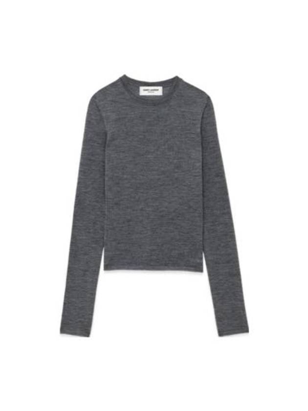 Crew Neck Cashmere Wool Silk Knit Top Charcoal - SAINT LAURENT - BALAAN 2