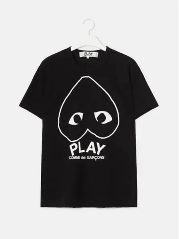 Unisex Upside Down White Heart Sketch Lettering T Shirt Black Domestic Product GM0024041510568 - COMME DES GARCONS PLAY - BALAAN 1