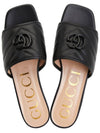 Double G Leather Slide Slippers Black - GUCCI - BALAAN 3