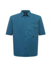 Cotton Popeline Short Sleeve Shirt Blue - CP COMPANY - BALAAN 2