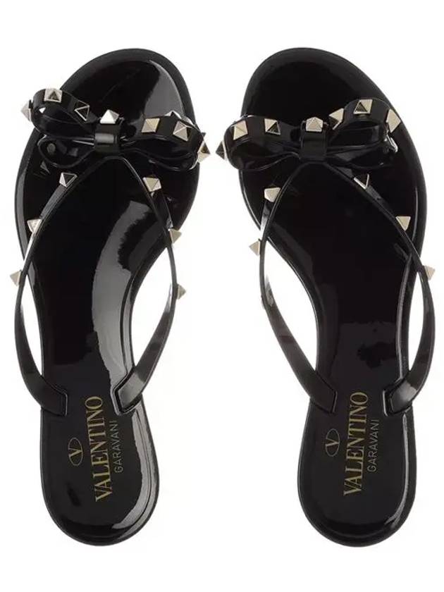 Rubber Rockstud Flip Flops Black - VALENTINO - BALAAN 2