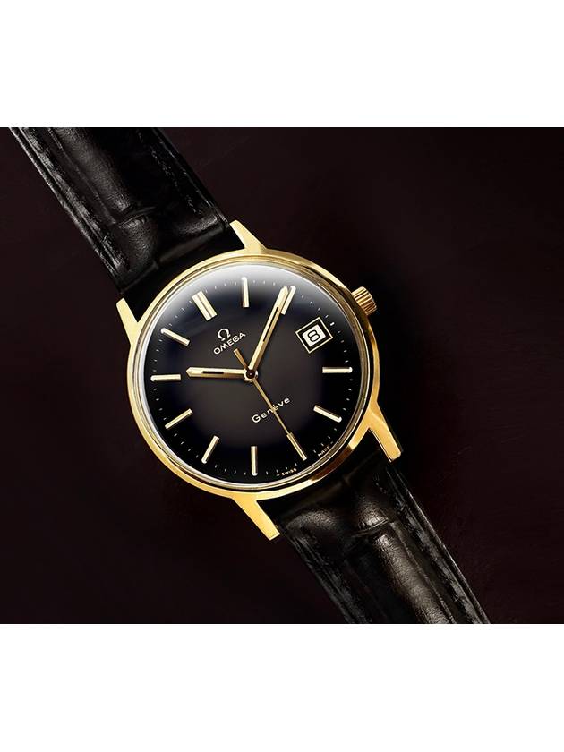 Gen ve Rare Black Two Tone Dial Manual Leather Watch - OMEGA - BALAAN 3