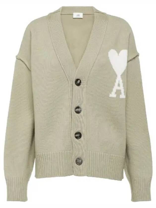 De Coeur Logo Wool Cardigan Green - AMI - BALAAN 2