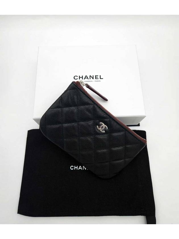 Silver CC Logo Small Calfskin Pouch Bag Black - CHANEL - BALAAN 2