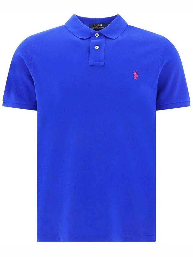 Pony Logo Embroidered Slim Fit Short Sleeve PK Shirt Royal Blue - POLO RALPH LAUREN - BALAAN 2