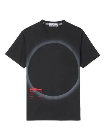 Solar Eclipse One Printing Short Sleeve T Shirt Black Tee - STONE ISLAND - BALAAN 1