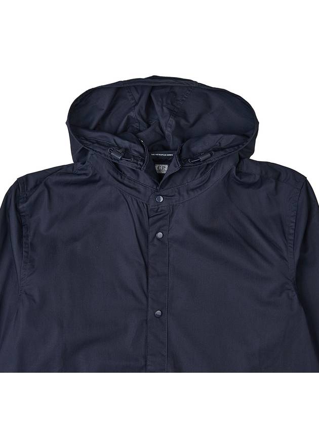 Gabardine PD Metropolis Logo Badge Button Hoodie Navy - CP COMPANY - BALAAN 4