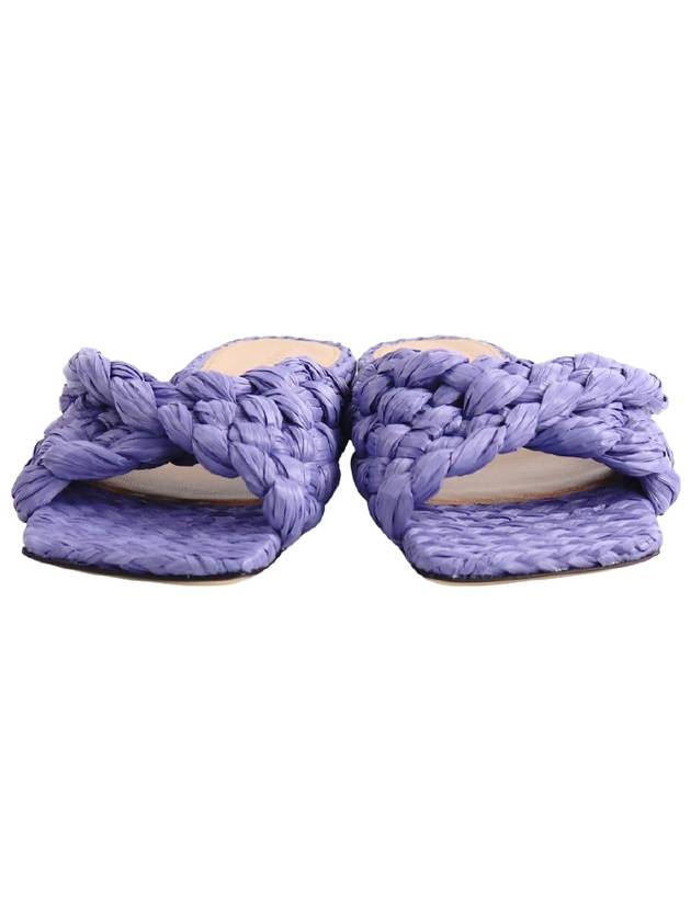 Women's Raffia Stretch Flat Slippers Purple - BOTTEGA VENETA - BALAAN 4