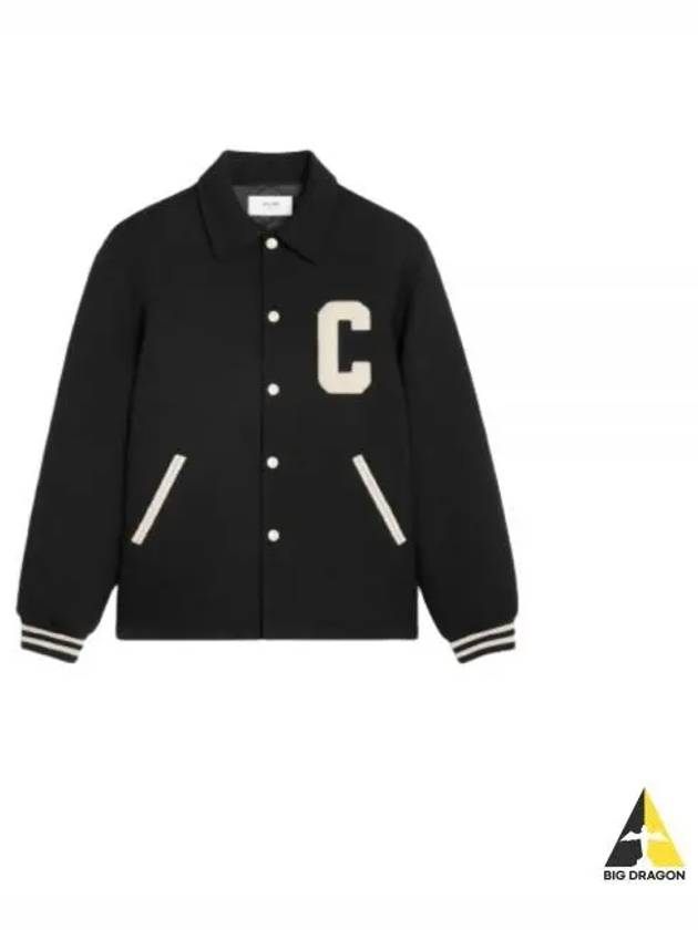 Textured Wool Baseball Teddy Jacket Black - CELINE - BALAAN 2