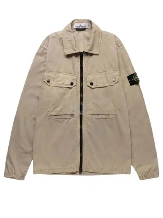 Brushed Organic Cotton Overshirt Jacket Beige - STONE ISLAND - BALAAN 2