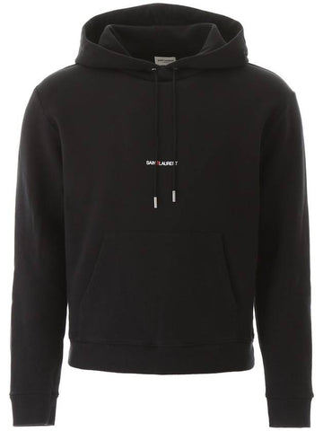 Men's Chest Small Logo Hoodie Black - SAINT LAURENT - BALAAN 1