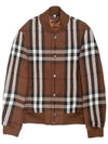 Check Wool Cotton Bomber Jacket Brown - BURBERRY - BALAAN 8