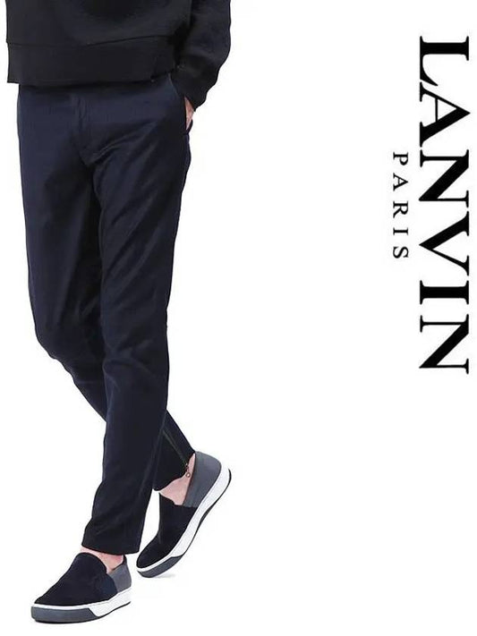 Wool Gabardine Biker Straight Pants Navy - LANVIN - BALAAN 2