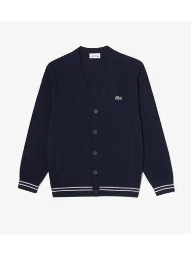 Men s Basic Button Y Cardigan Dark Navy - LACOSTE - BALAAN 1