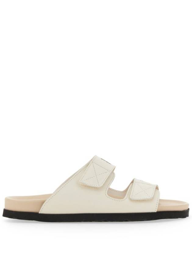 Logo Leather Sandals White - PALM ANGELS - BALAAN 2