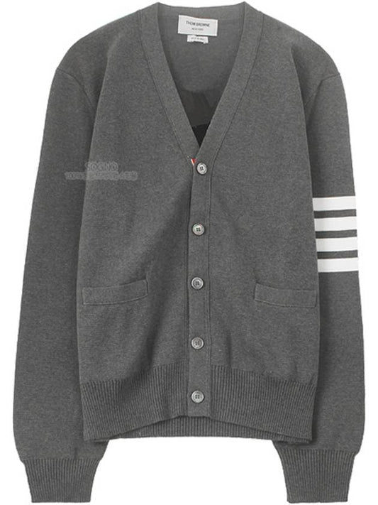 Milano Stitch 4-Bar Cardigan Medium Grey - THOM BROWNE - BALAAN 2