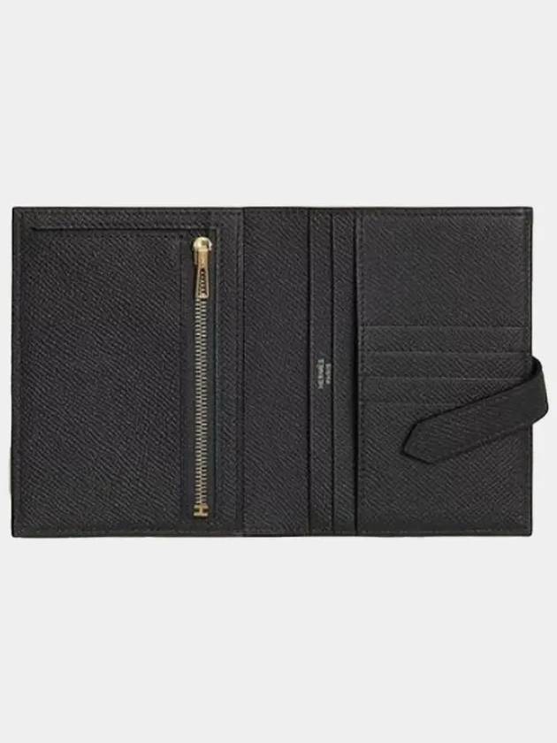 Bean Compact Gold Ring Wallet Black - HERMES - BALAAN 3