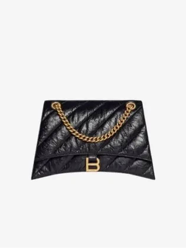 Quilted Crush Medium Chain Shoulder Bag Black - BALENCIAGA - BALAAN 3