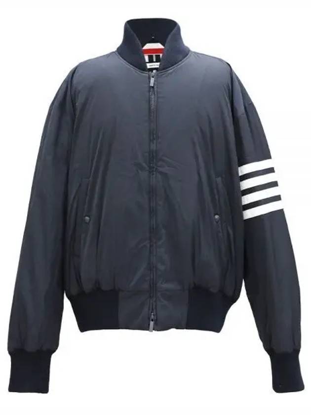 Poly Twill 4-Bar Oversized Knit Down Bomber Jacket Navy - THOM BROWNE - BALAAN 2