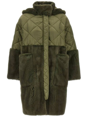 Blancha® 'Nylon Diamond-Visone' Long Down Jacket - BLANCHA - BALAAN 1