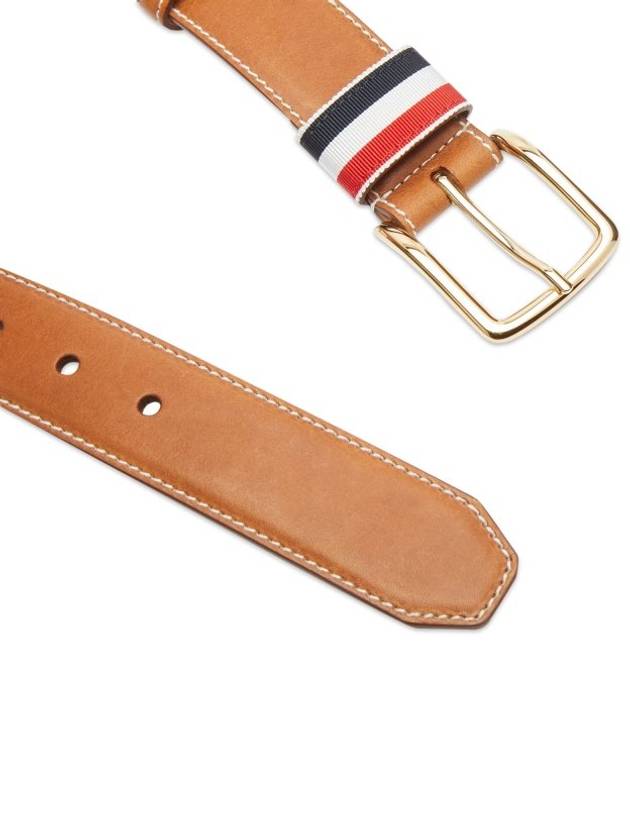 Three Stripe Tab Leather Belt Brown - THOM BROWNE - BALAAN 3