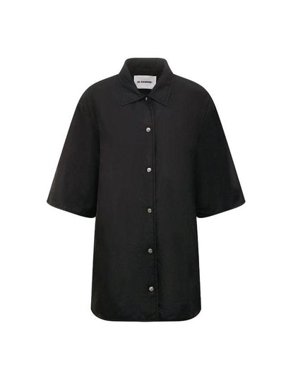 Women's Snap Button Pocket Short Sleeve Shirt Black - JIL SANDER - BALAAN 2