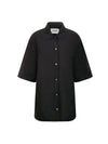 Women's Snap Button Pocket Short Sleeve Shirt Black - JIL SANDER - BALAAN 1