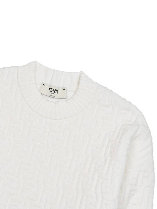 FF Logo Embossed Pullover Knit Top White - FENDI - BALAAN 4