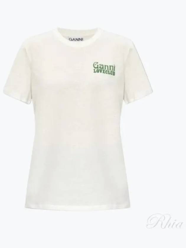 Women's Love Club Logo Short Sleeve T-Shirt White - GANNI - BALAAN 2