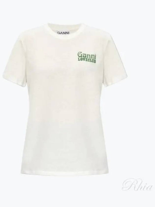 Women's Love Club Logo Short Sleeve T-Shirt White - GANNI - BALAAN 2