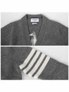 Women's Fine Merino Jersey Sailboat 4 Bar Boxy V Neck Cardigan Light Grey - THOM BROWNE - BALAAN 6