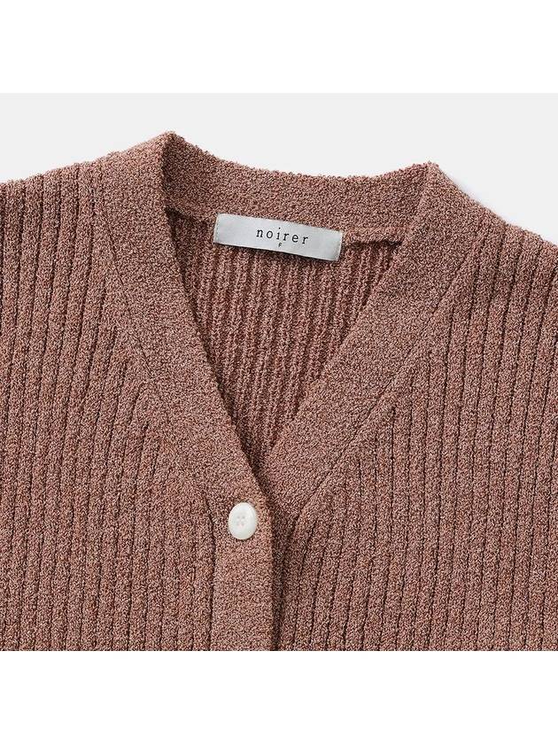 Boucle Ribbed Crop Cardigan Dusty Wine - NOIRER FOR WOMEN - BALAAN 5