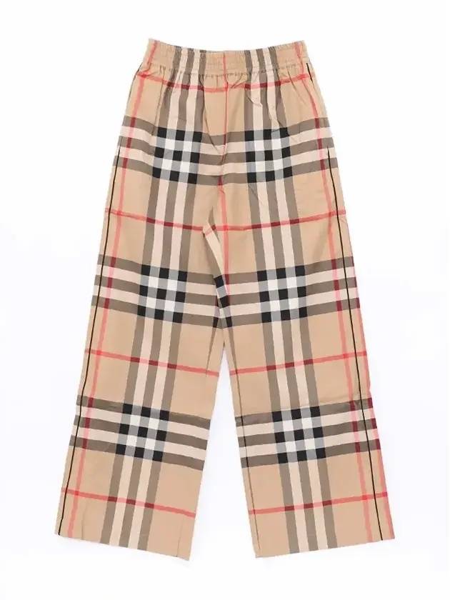 Check Cotton Straight Pants Beige - BURBERRY - BALAAN 3