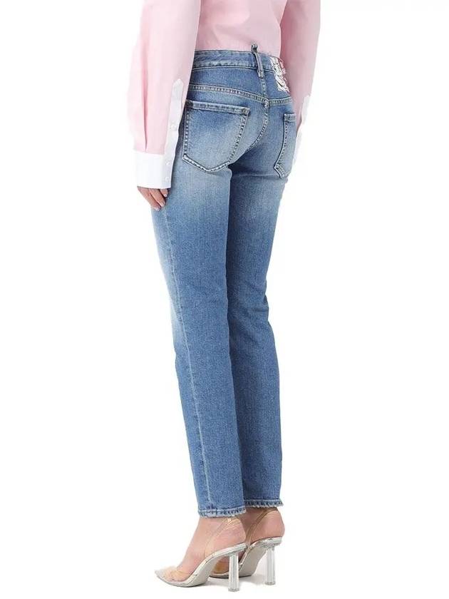 Medium Preppy Wash Jennifer Straight Jeans Blue - DSQUARED2 - BALAAN 4