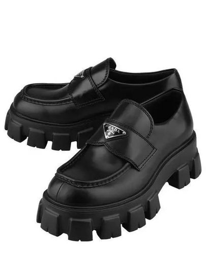 Monolith Brushed Leather Loafers Black - PRADA - BALAAN 2