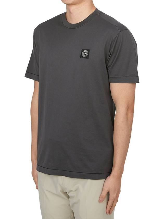 Logo Patch Short Sleeve T-Shirt Charcoal - STONE ISLAND - BALAAN 3