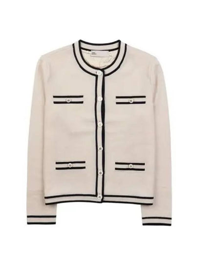 Kendra Button-Up Crew Neck Cardigan Ivory - TORY BURCH - BALAAN 2