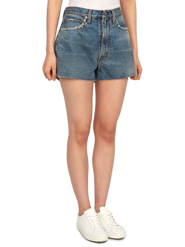 Low Cut Hem Denim Cotton Shorts Blue - MAISON MARGIELA - BALAAN 4