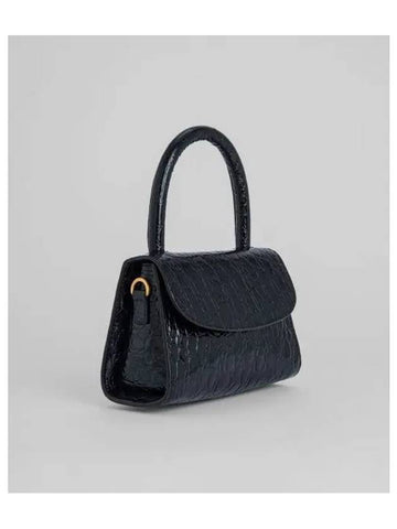 Circular Croco Embossed Mini Leather Tote Bag Black - BY FAR - BALAAN 1