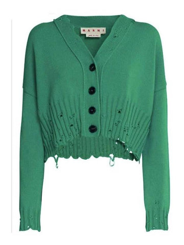 Cotton Crop Cardigan Green - MARNI - BALAAN 1